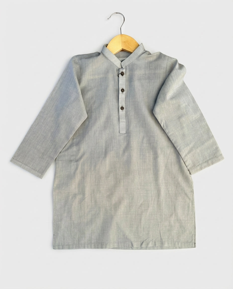 Soft Grey Textured Kurta for Boys — Kurta for Boys | Little Giants