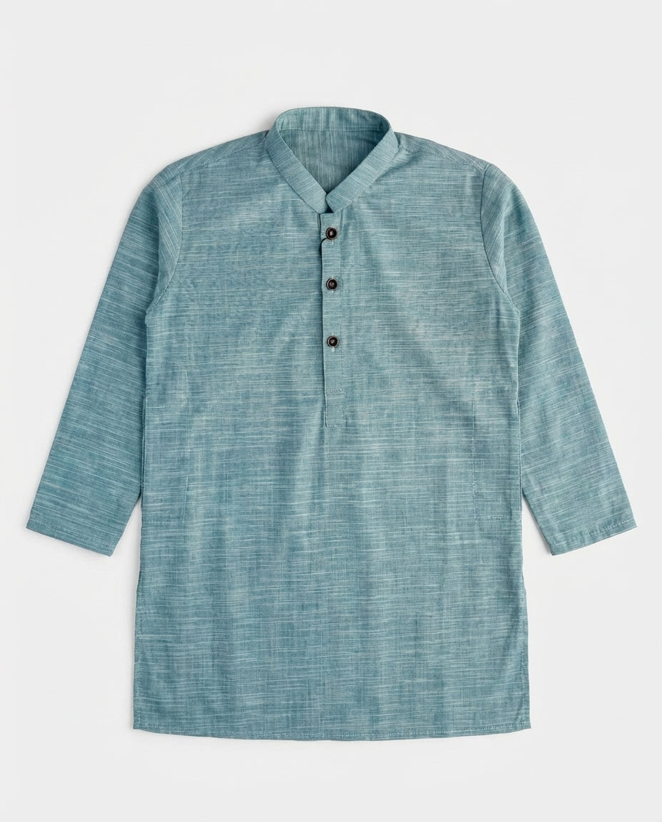 Teal Slub Cotton Kurta for Boys for Boys | Little Giants