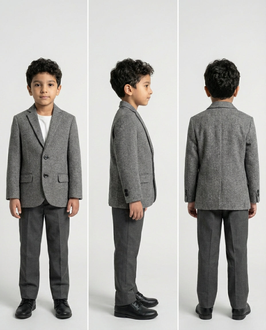 Black Textured Blazer for Boys — Blazers for Boys — View 3 | Little Giants
