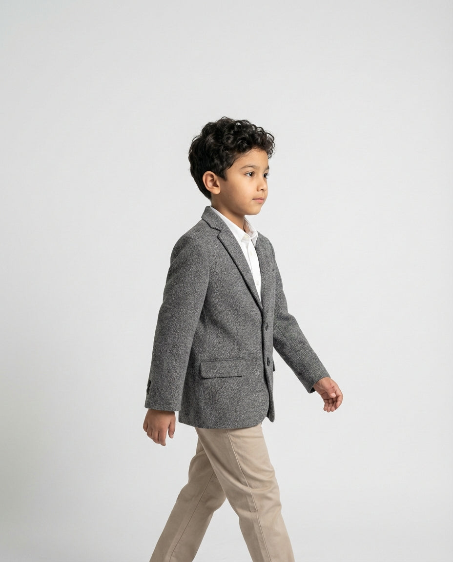 Black Textured Blazer for Boys — Blazers for Boys — View 2 | Little Giants