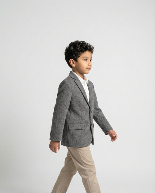 Black Textured Blazer for Boys — Blazers for Boys — View 2 | Little Giants