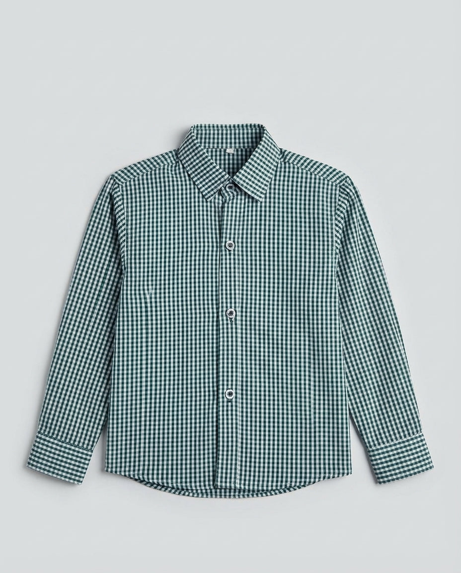 Classic Green Gingham Shirt for Boys — Casual Shirts for Boys | Little Giants