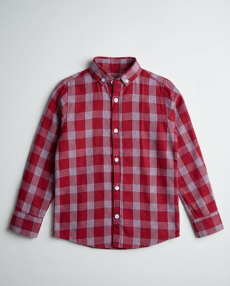 Crimson Modern Plaid Shirt for Boys — Casual Shirts for Boys | Little Giants
