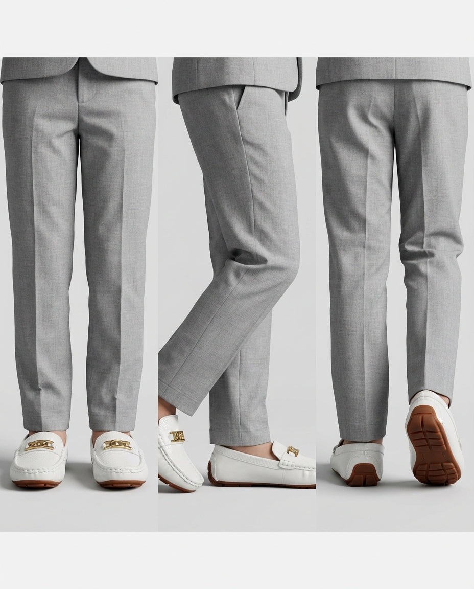 Boys white python embossed leather loafer — toe detail