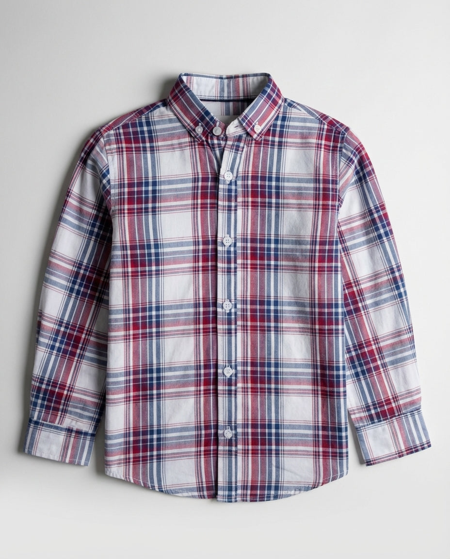 White Red Blue Plaid Shirt for Boys — Casual Shirts for Boys | Little Giants