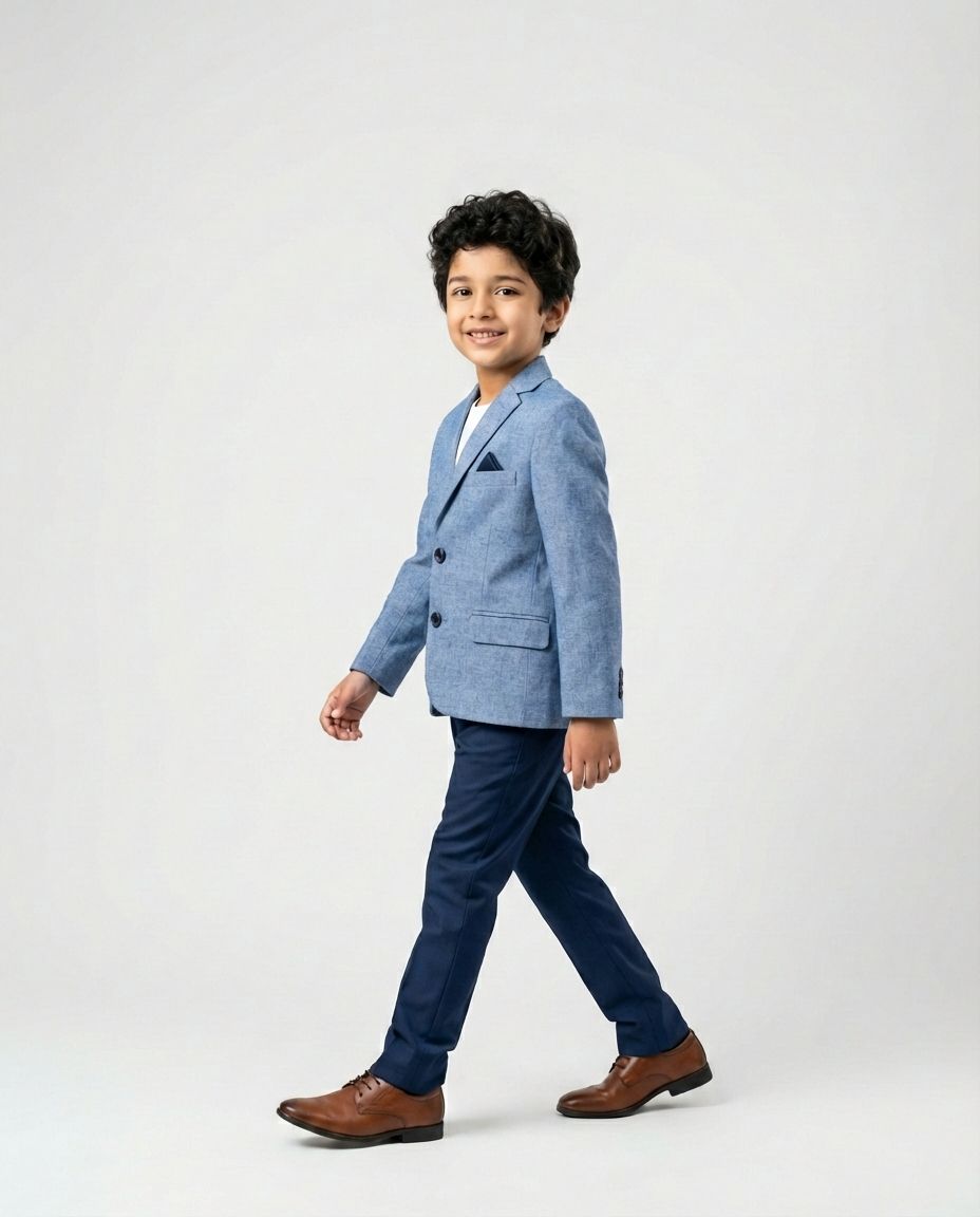 Sky Blue Pinstripe Blazer for Boys — Blazers for Boys — View 2 | Little Giants
