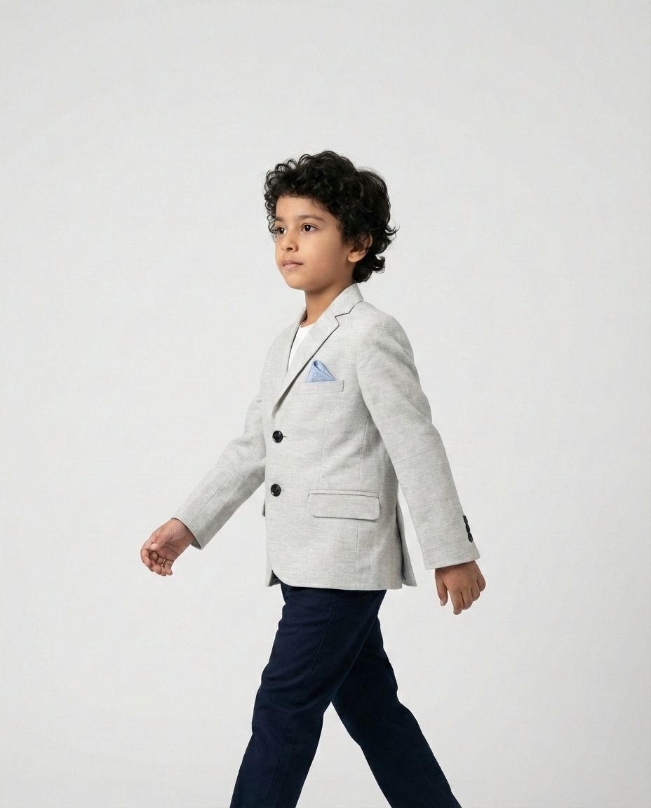 Light Grey Textured Blazer for Boys — Blazers for Boys — View 2 | Little Giants