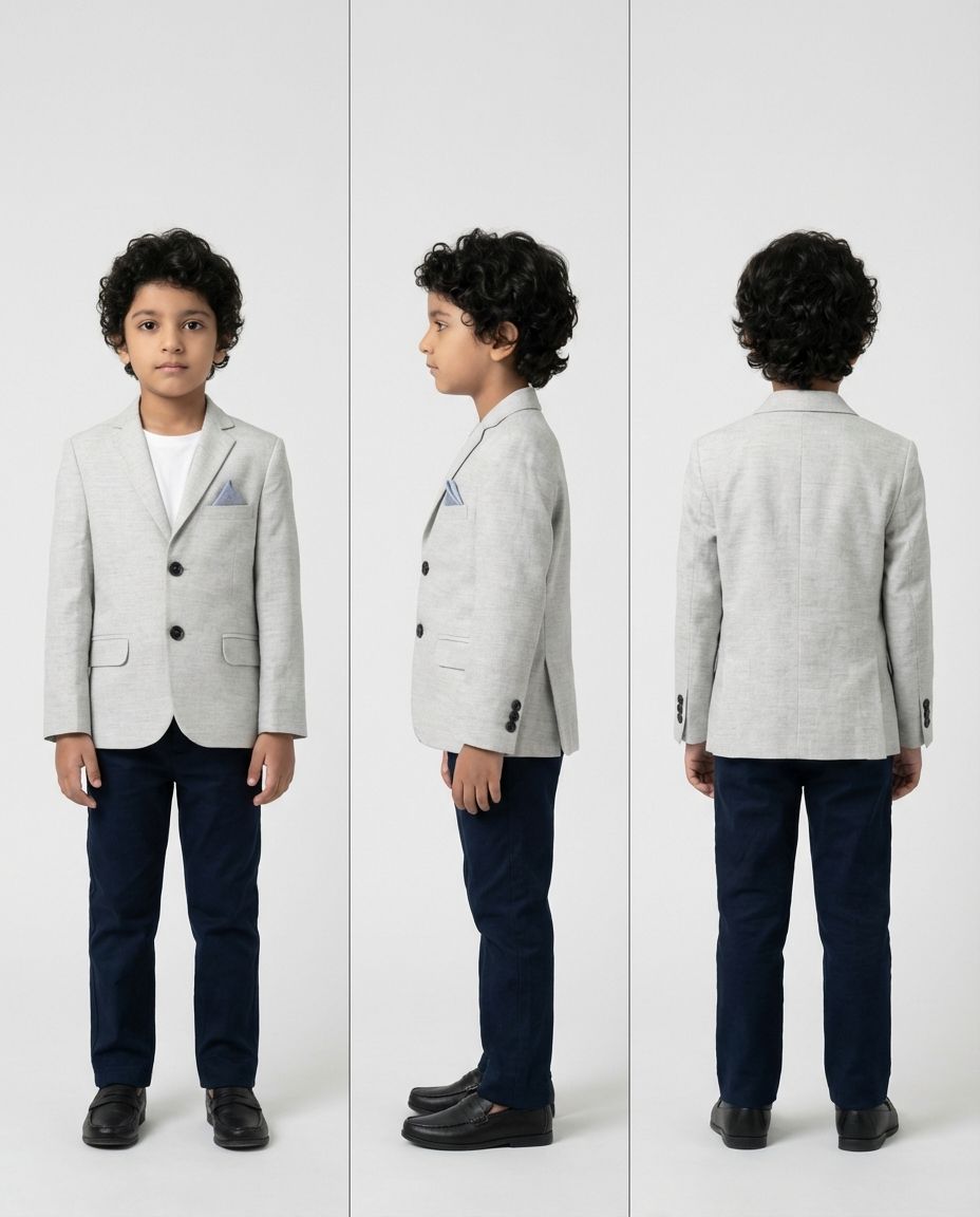 Light Grey Textured Blazer for Boys — Blazers for Boys — View 3 | Little Giants