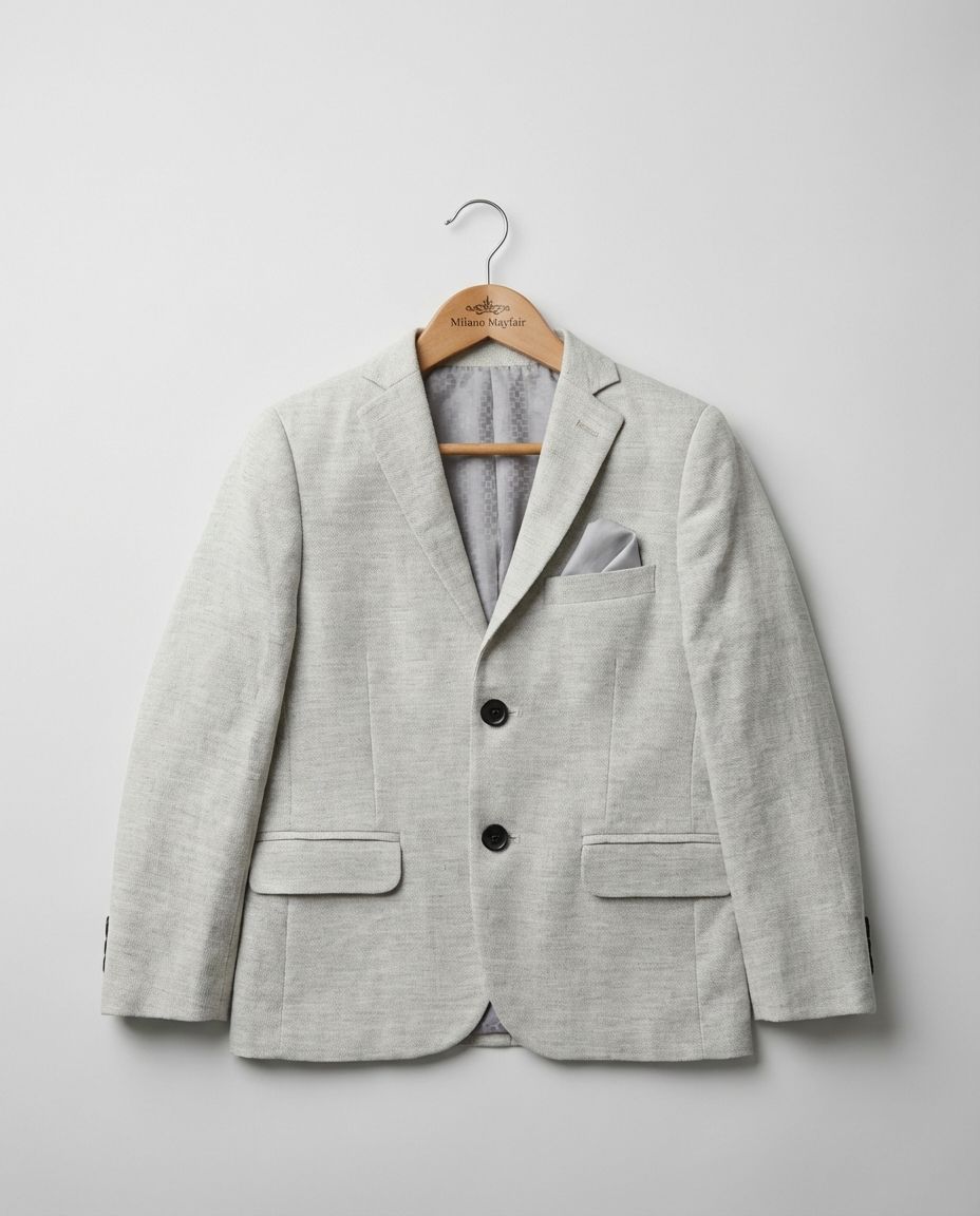 Light Grey Textured Blazer for Boys — Blazers for Boys | Little Giants