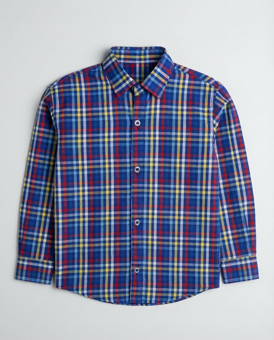 Royal Blue Plaid Shirt for Boys — Casual Shirts for Boys | Little Giants