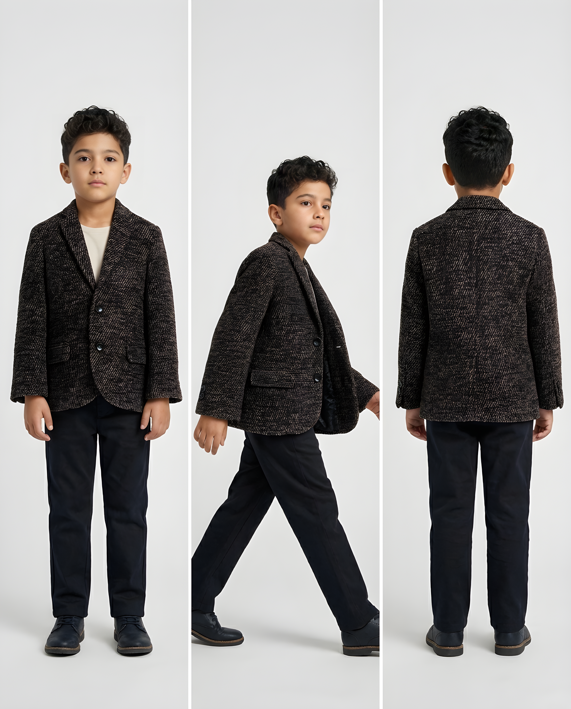 Espresso Textured Tweed Blazer for Boys — Blazers for Boys — View 3 | Little Giants