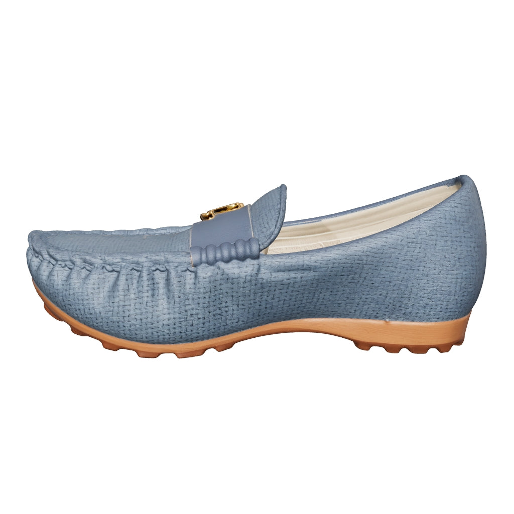Slate Blue Textured Loafer for Boys — Driving Style