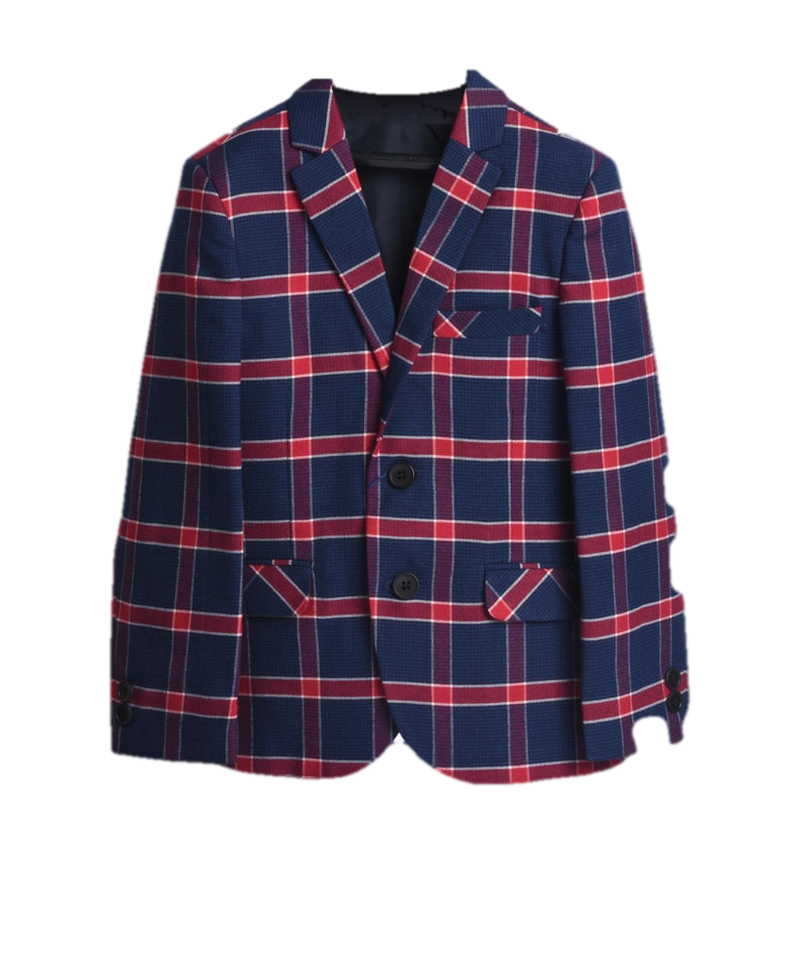 Blue & Red Plaid Blazer for Boys