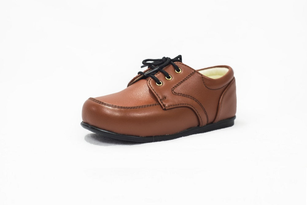 Cognac Leather Derby Shoe for Boys — Royal Matte Finish