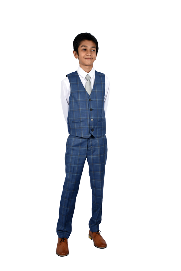 BLUE & BROWN CHECK SUIT