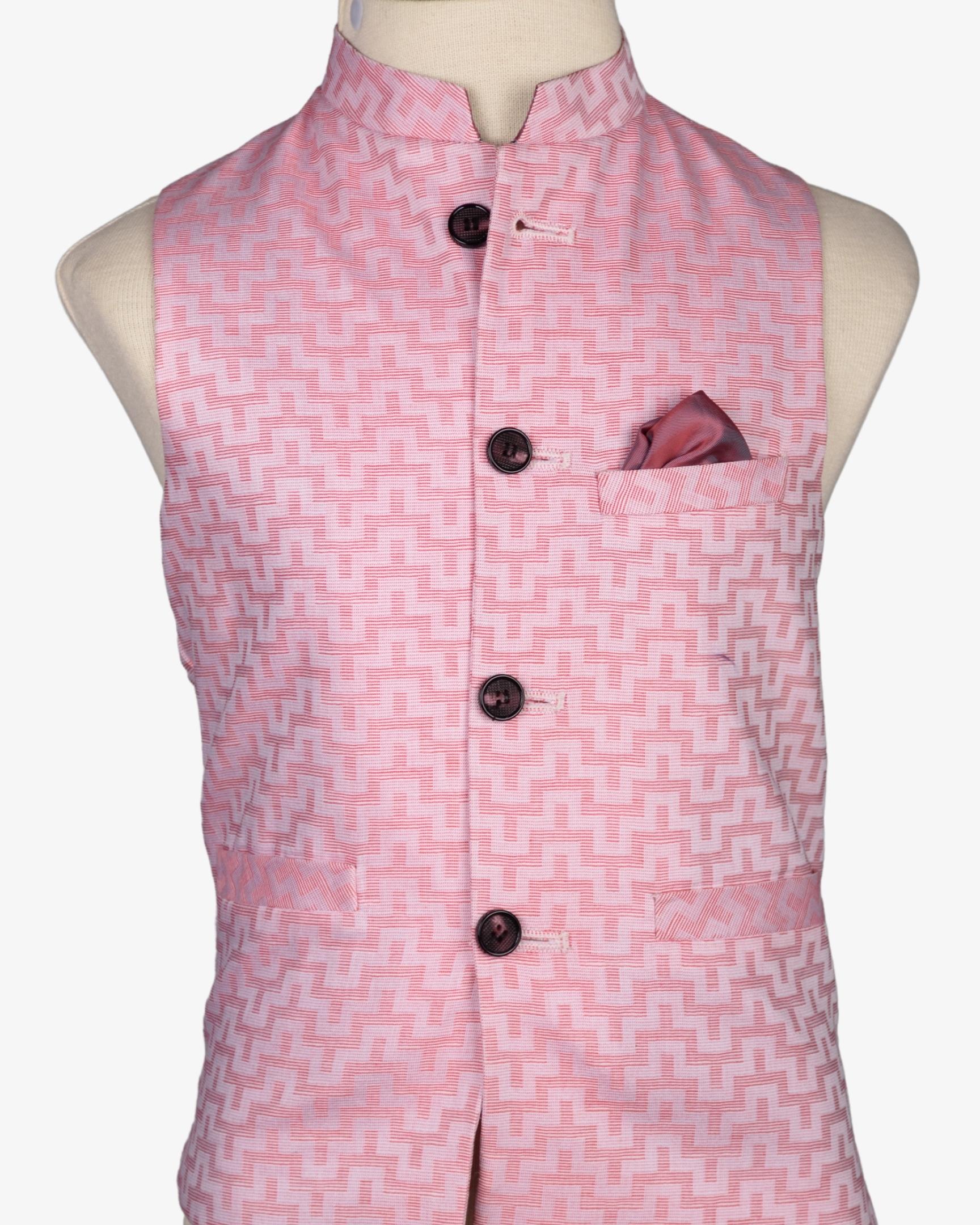 LIGHT PINK TEXTURED WAIST COAT
