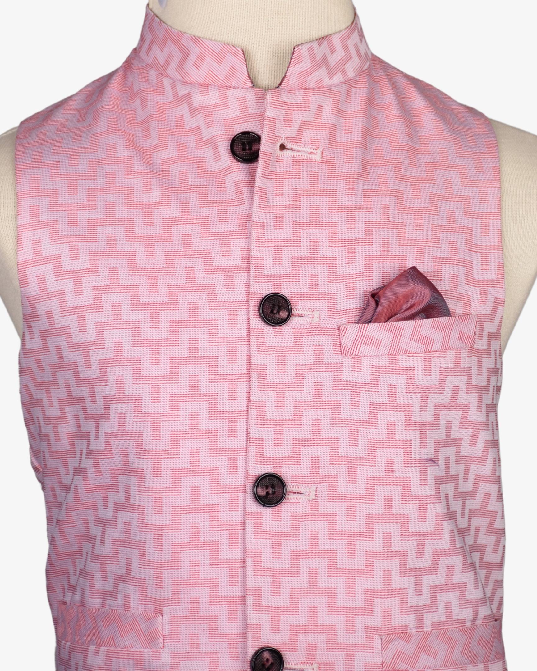 LIGHT PINK TEXTURED WAIST COAT