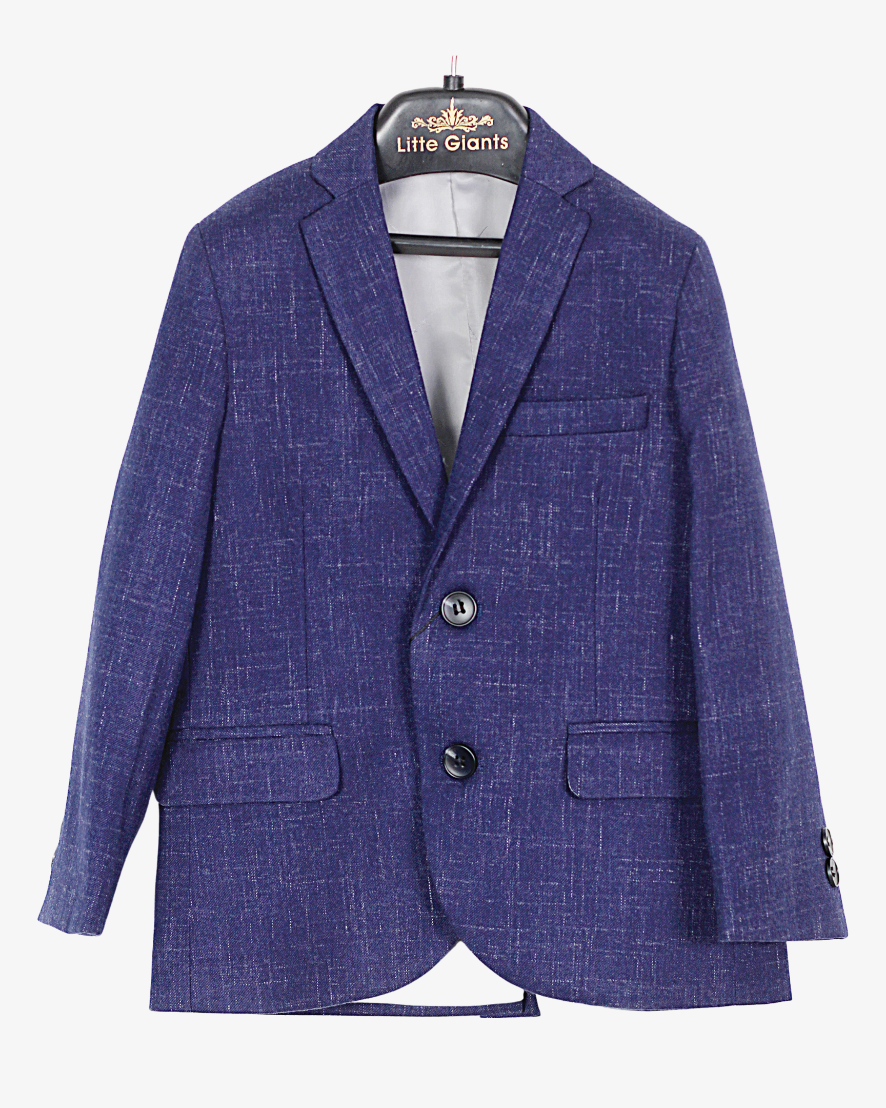 Blue Textured Blazer for Boys — Blazers for Boys — View 5 | Little Giants
