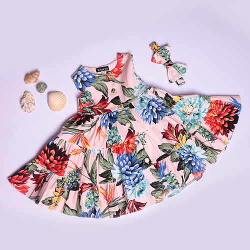 Blend Print Casual Frock girls casual frock front view — Little Giants