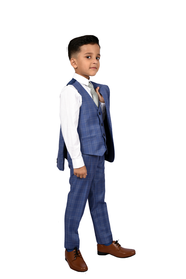 Dark Blue Pattern 5-Piece Suit for Boys — Formal Wear for Boys — View 5 | Little Giants