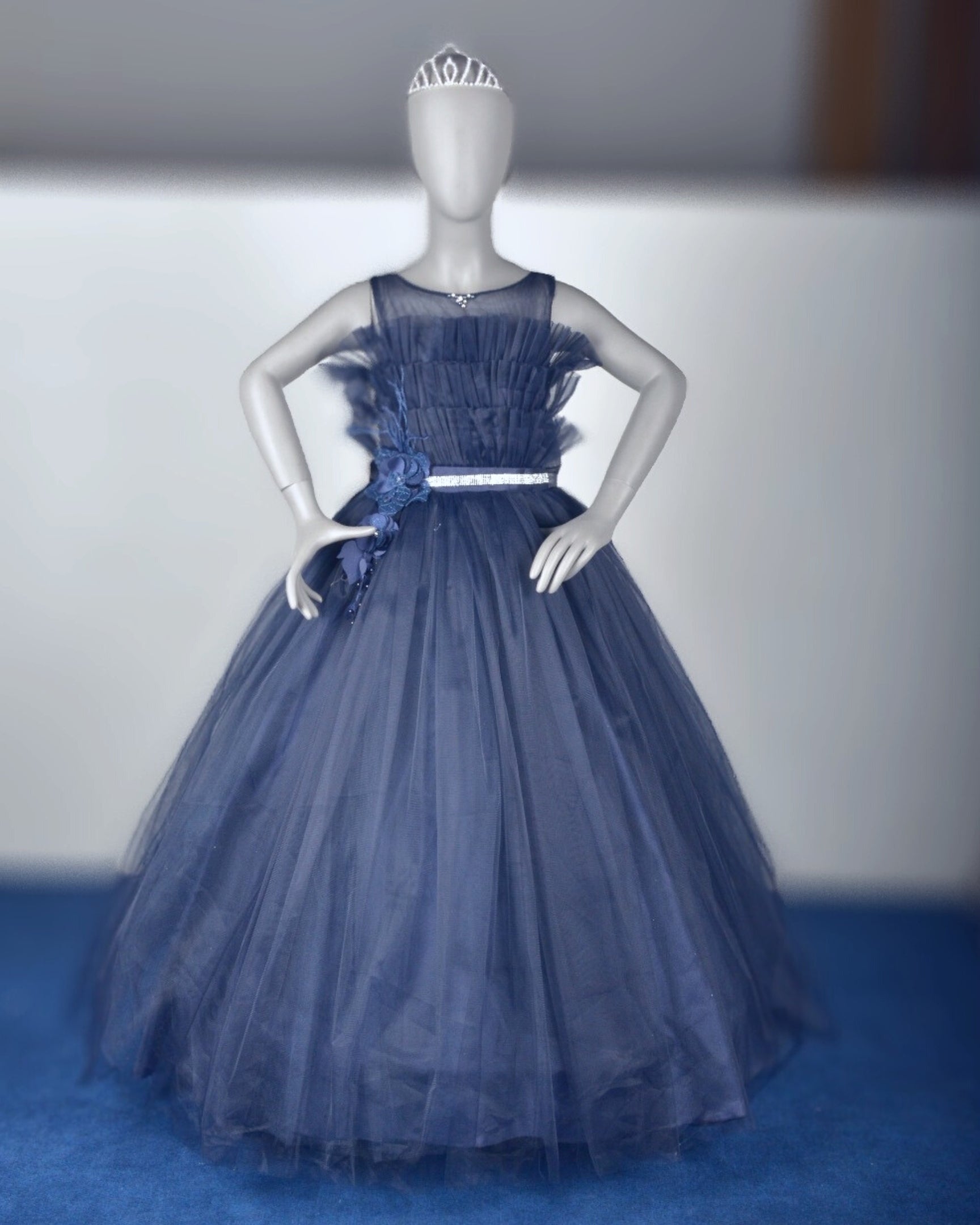 Sapphire Flamingo Dress girls party frock full length — Little Giants