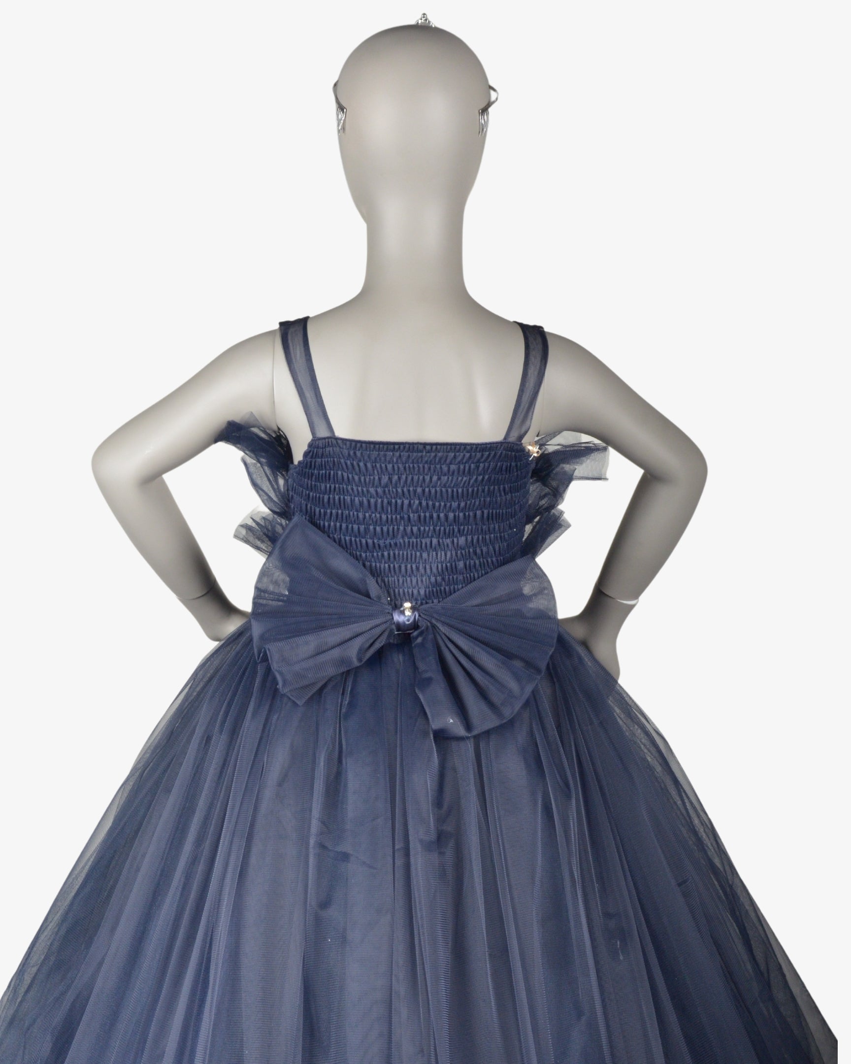 Sapphire Flamingo Dress girls party frock side profile — Little Giants