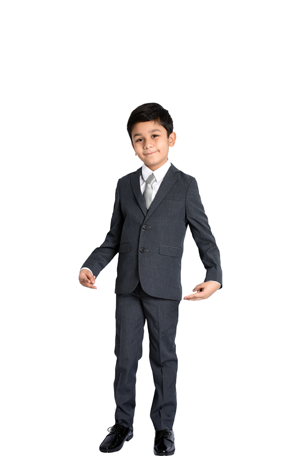 Grey Textured 5-Piece Suit for Boys — Formal Wear for Boys — View 3 | Little Giants