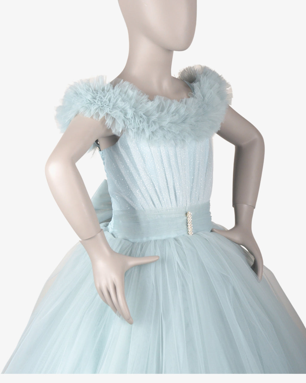 Mint Diva Dress girls party frock fabric detail — Little Giants