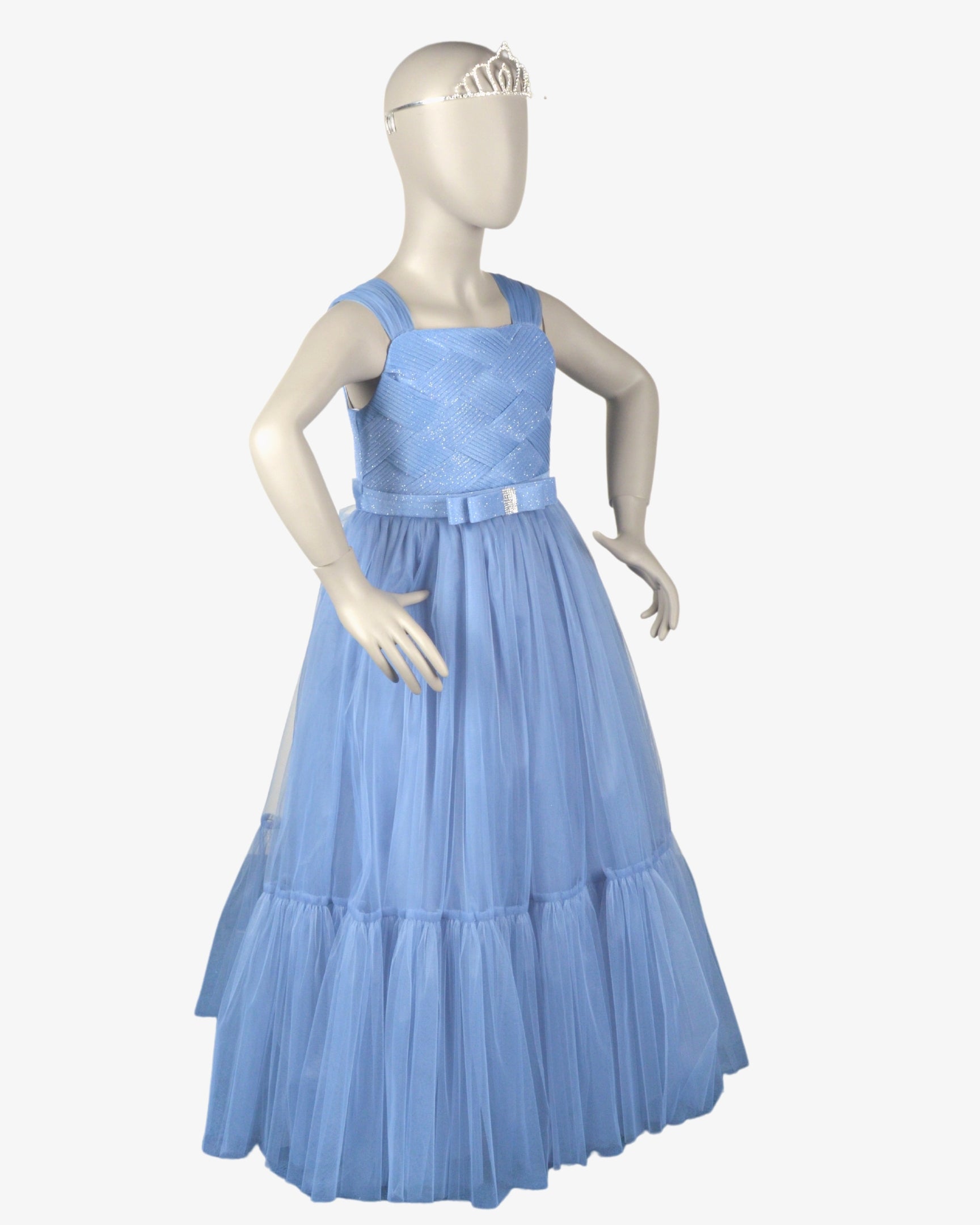 Azure Bella Dress girls party frock fabric detail — Little Giants