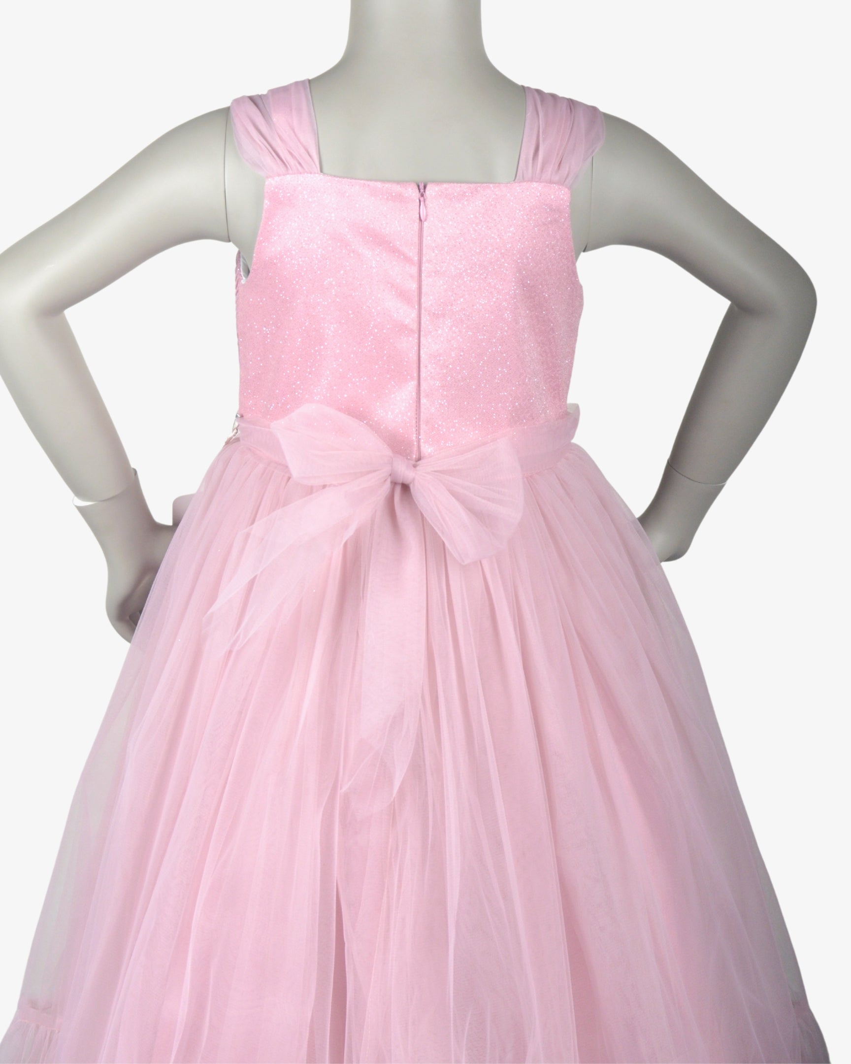 Baby Pink Bella Dress girls party frock fabric detail — Little Giants