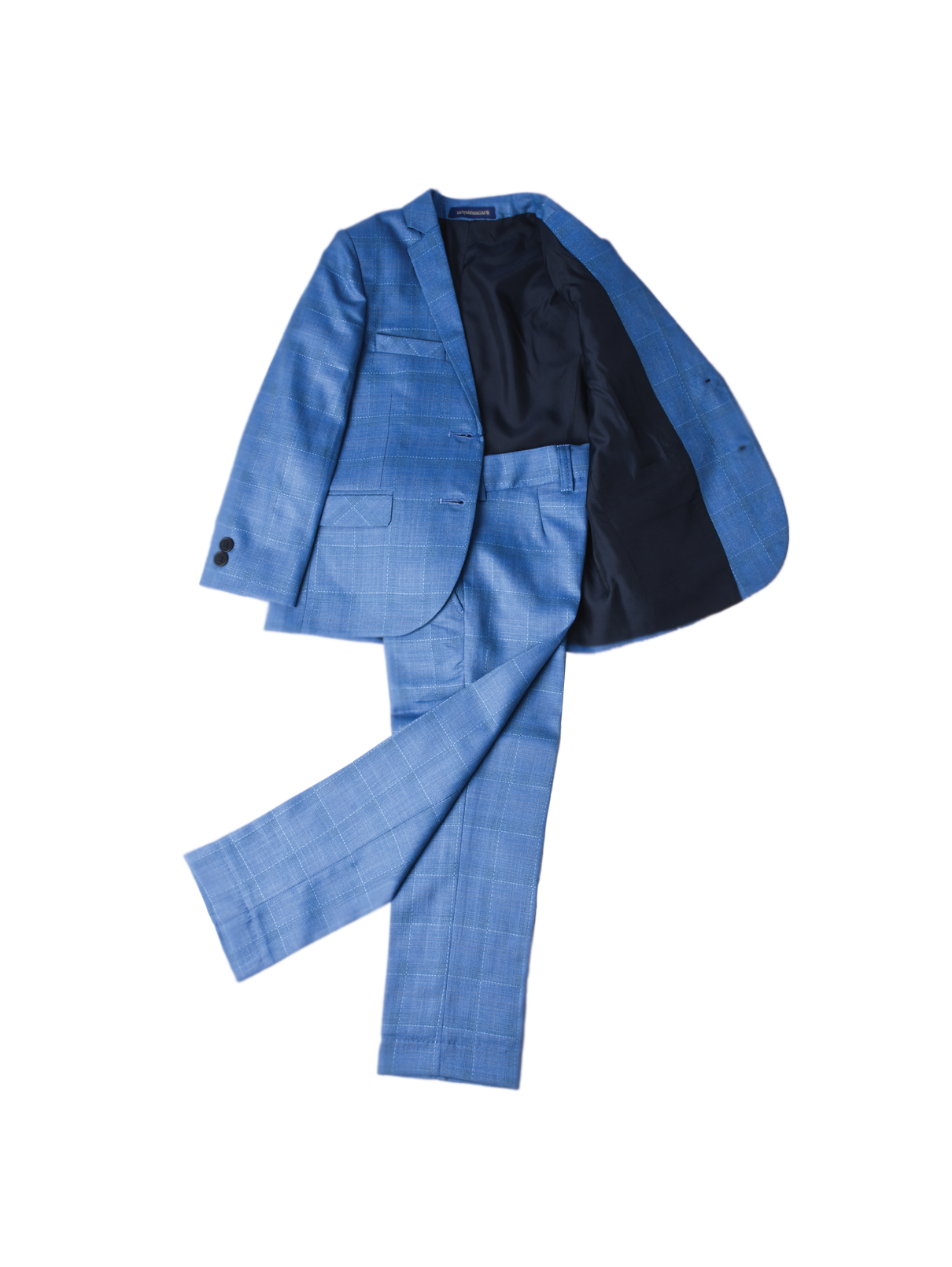Sky Blue Check 5-Piece Suit for Boys — Formal Wear for Boys — View 3 | Little Giants