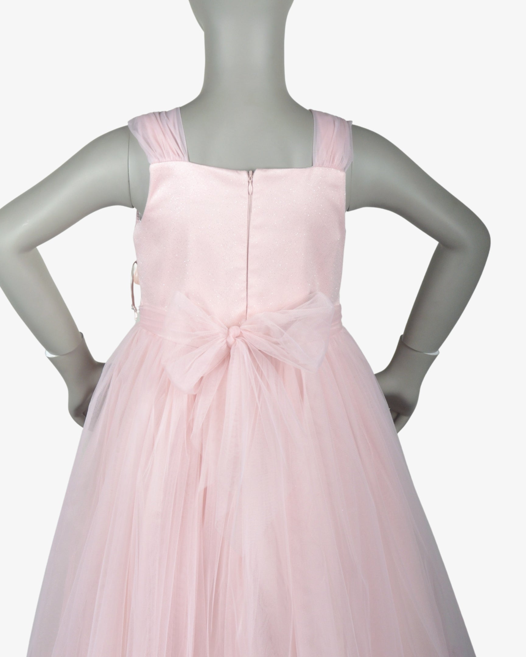 Pale Pink Bella Dress girls party frock fabric detail — Little Giants
