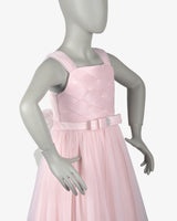 Pale Pink Bella Dress girls party frock front view — Little Giants
