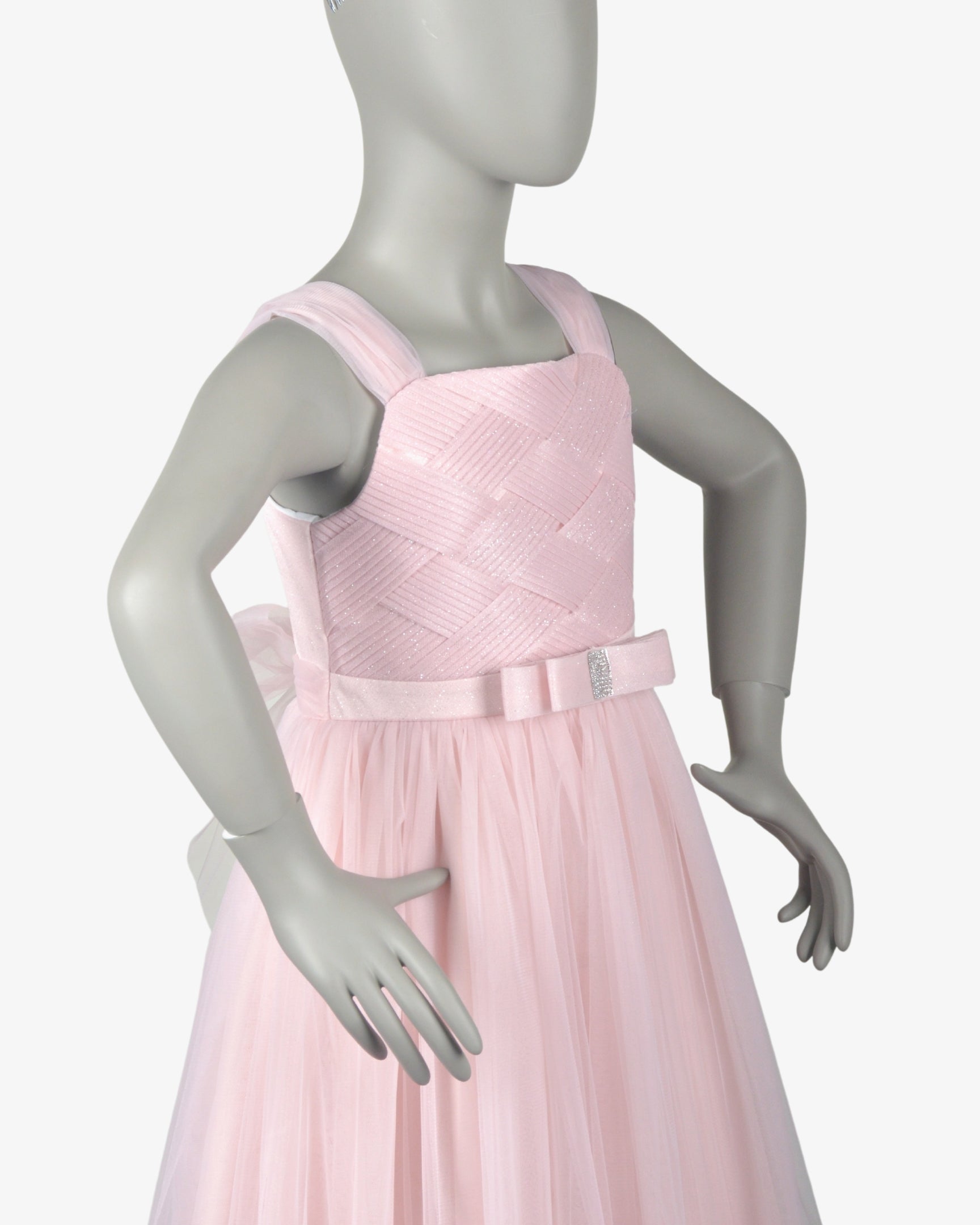 Pale Pink Bella Dress girls party frock front view — Little Giants