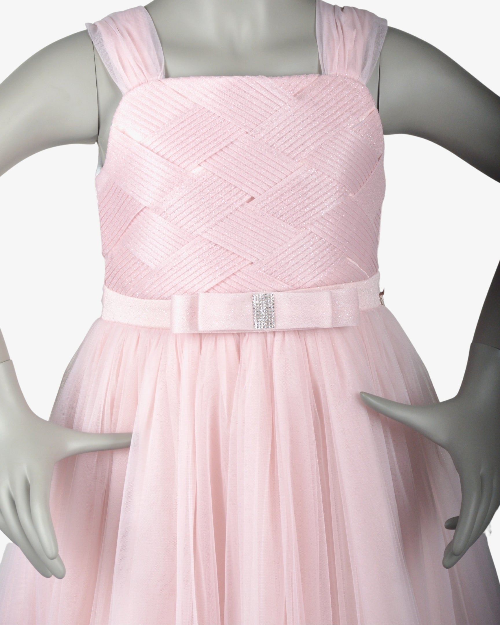 Pale Pink Bella Dress girls party frock side profile — Little Giants