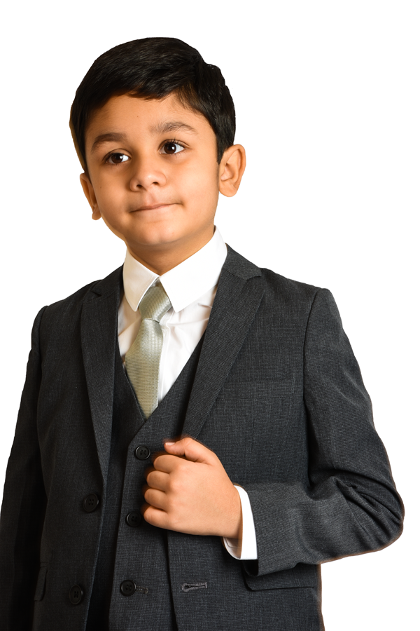 Grey Textured 5-Piece Suit for Boys — Formal Wear for Boys — View 4 | Little Giants