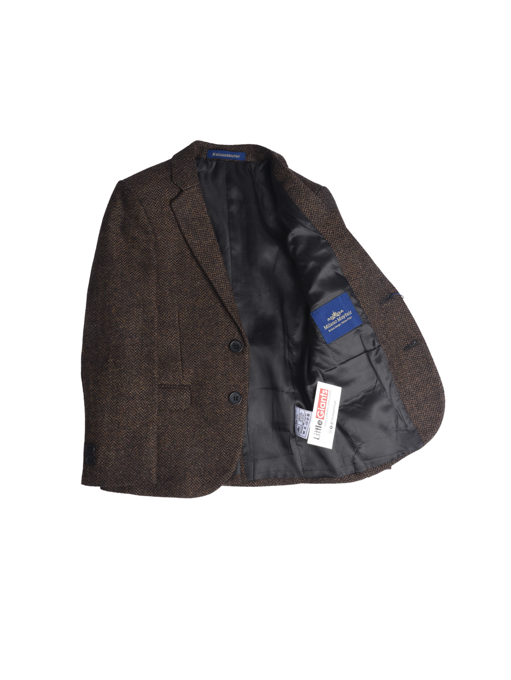 Dark Brown Textured Blazer for Boys — Blazers for Boys — View 4 | Little Giants
