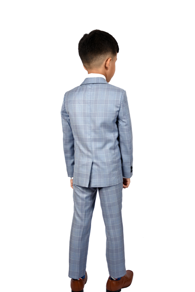 Light Blue Check 5-Piece Suit for Boys — Formal Wear for Boys — View 3 | Little Giants