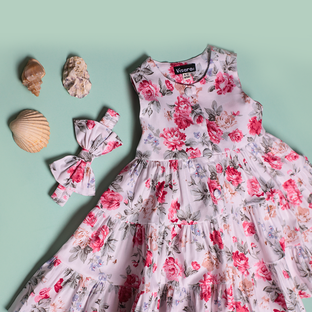 Light Rose Casual Frock girls casual frock side profile — Little Giants