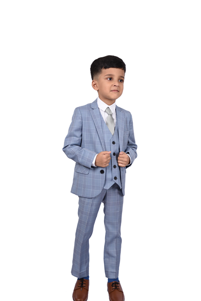 Light Blue Check 5-Piece Suit for Boys — Formal Wear for Boys — View 2 | Little Giants
