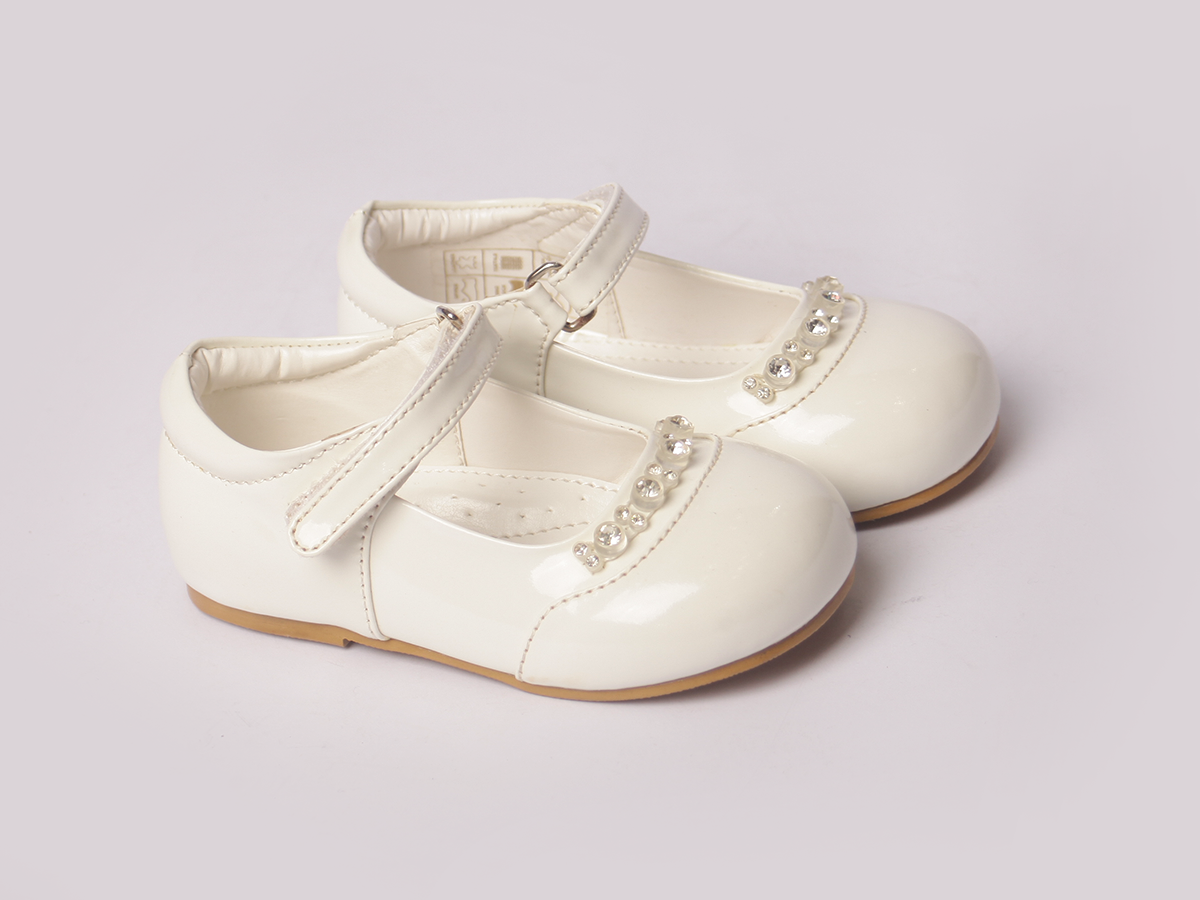 White Diamond Embellished Shoe girls shoe toe detail — Little Giants