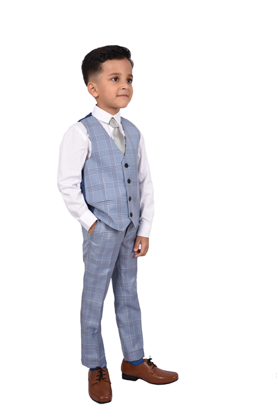 Light Blue Check 5-Piece Suit for Boys — Formal Wear for Boys — View 4 | Little Giants