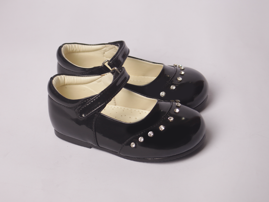 Black Fairy Shoe girls shoe side profile — Little Giants