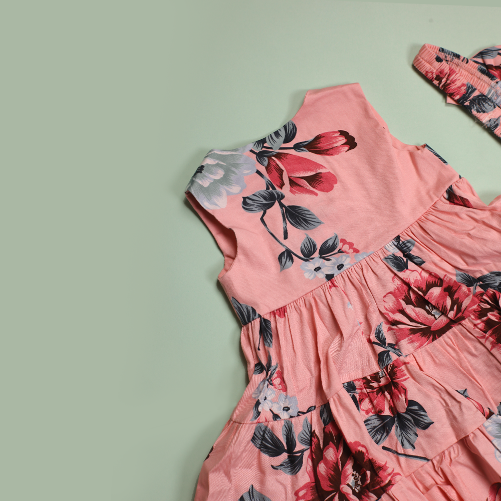 Light Pink Casual Frock girls casual frock fabric detail — Little Giants