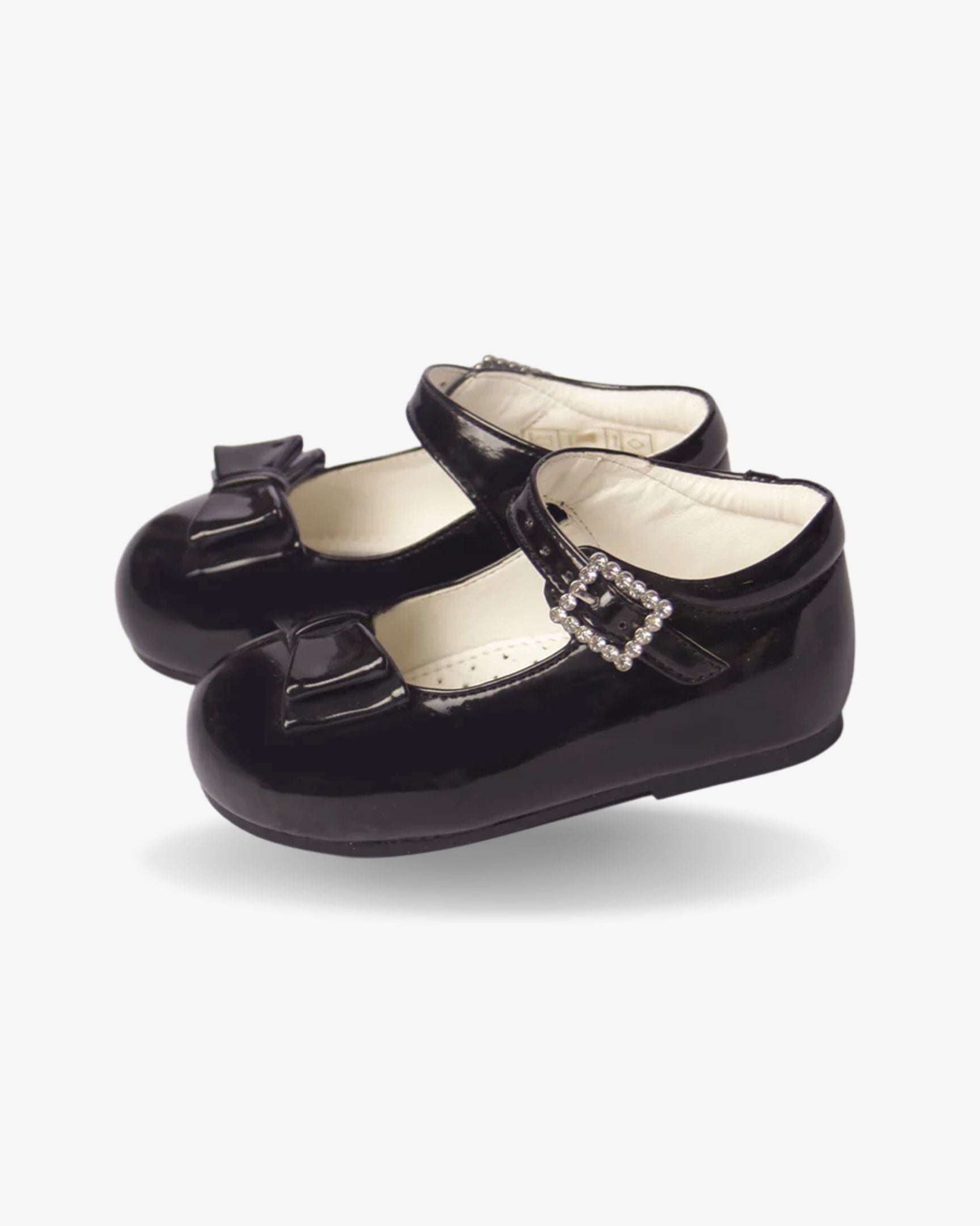 Black Bow Shoe girls shoe sole view — Little Giants