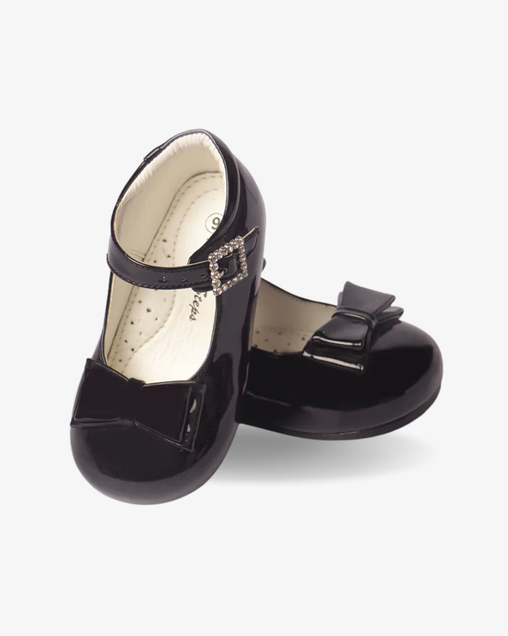 Black Bow Shoe girls shoe side profile — Little Giants