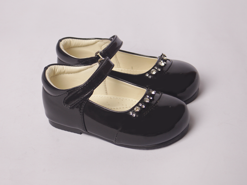 Black Diamond Embellished Shoe girls shoe side profile — Little Giants