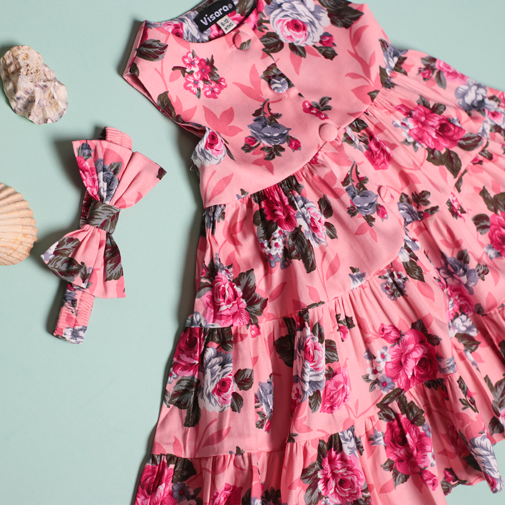 Dark Rose Casual Frock girls casual frock side profile — Little Giants