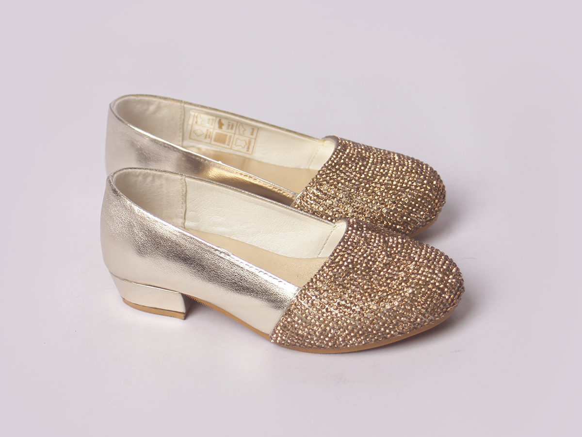 Golden Sparkle Shoe girls shoe sole view — Little Giants