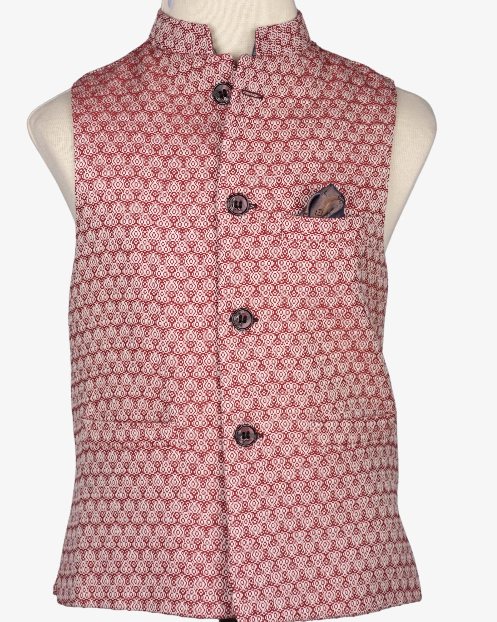 MAROON TEXTURED WAIST COAT